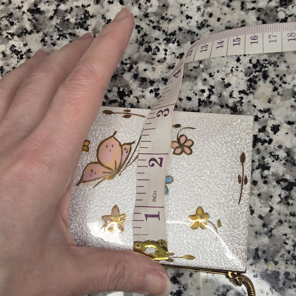 Rare Double-Sided 1950s Butterfly Enamel Carryall Minaudière Compact - Picture 14 of 16